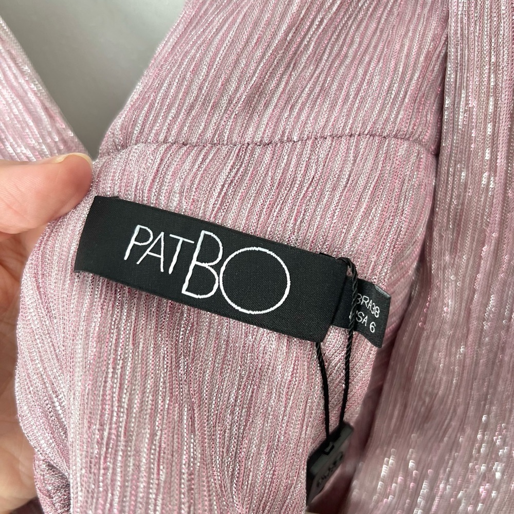 ๐ PATBO Lurex Plunge Cutout Maxi Dress in Blush Pink Sz 6 US - Picture 5 of 8